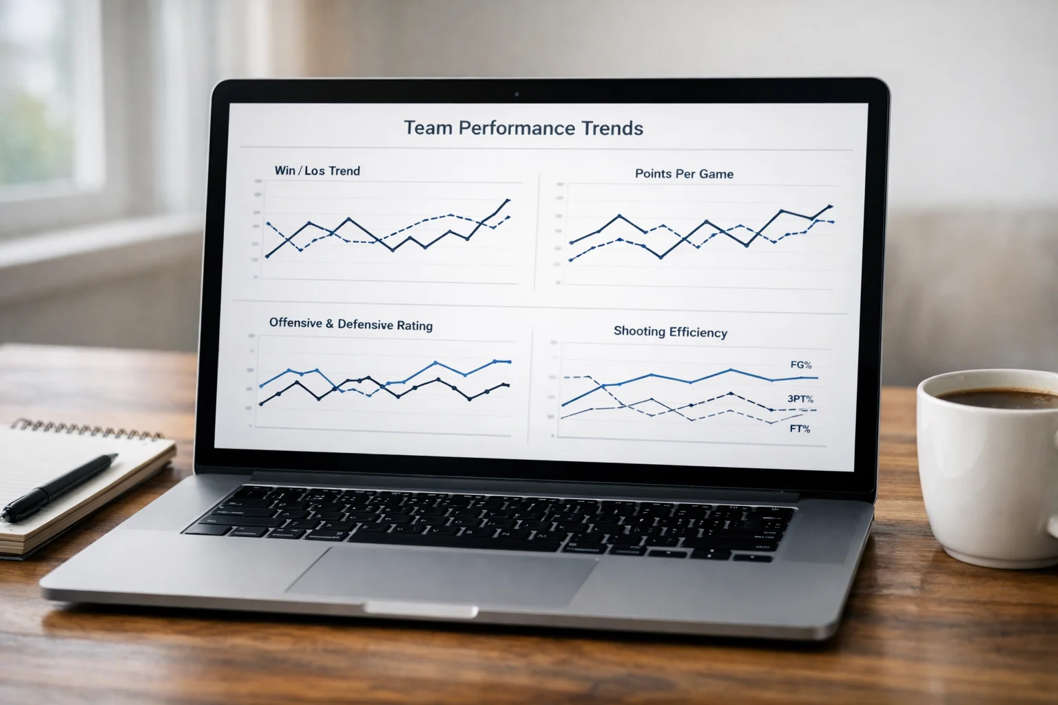 Close-up of basketball game statistics and performance data on screen