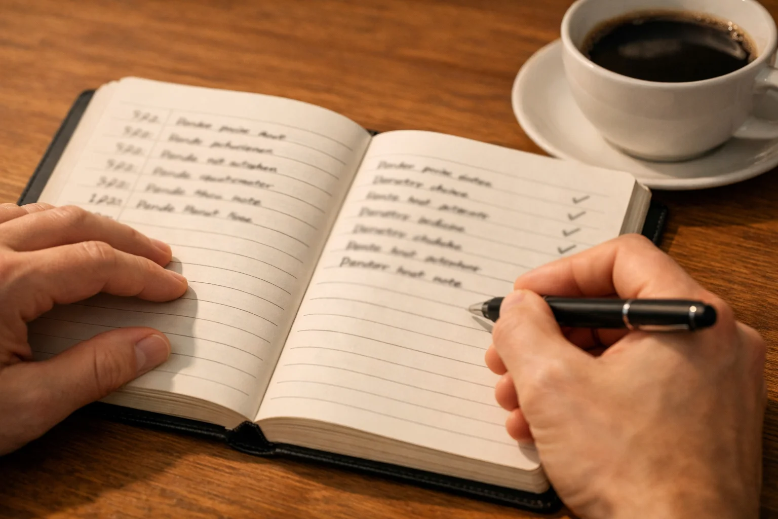 Person writing betting records in organized notebook